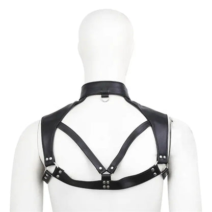 DomiGe DomiGe Men's Black Leather Chest Harness Shirt - Sexy Wear for Stage Performance