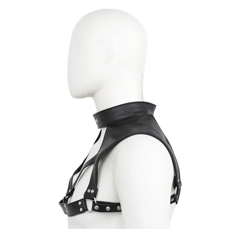 DomiGe DomiGe Men's Black Leather Chest Harness Shirt - Sexy Wear for Stage Performance