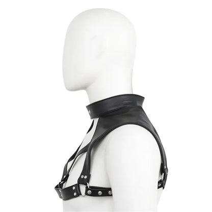 DomiGe DomiGe Men's Black Leather Chest Harness Shirt - Sexy Wear for Stage Performance