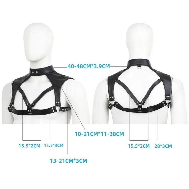 DomiGe DomiGe Men's Black Leather Chest Harness Shirt - Sexy Wear for Stage Performance