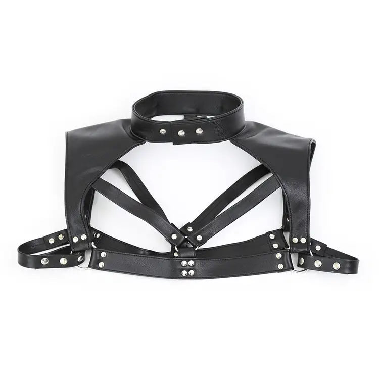 DomiGe DomiGe Men's Black Leather Chest Harness Shirt - Sexy Wear for Stage Performance