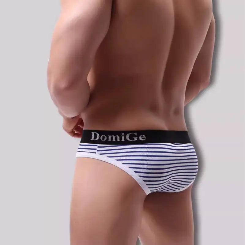 DomiGe DomiGe Men's Breathable & Comfortable Bikini Briefs - Stripe Color, Black