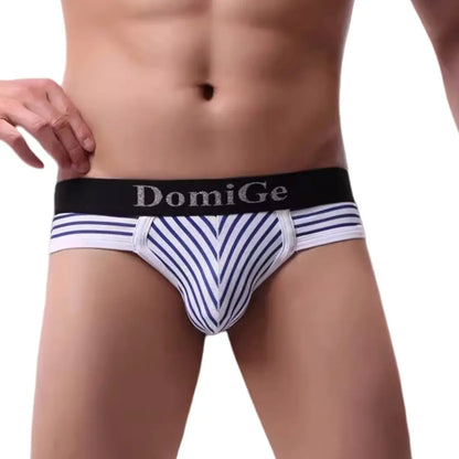 DomiGe DomiGe Men's Breathable & Comfortable Bikini Briefs - Stripe Color, Black