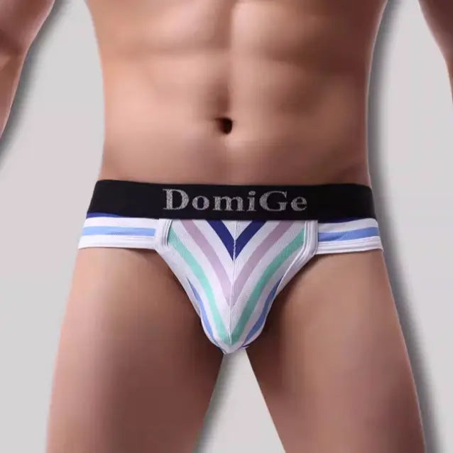 DomiGe DomiGe Men's Breathable & Comfortable Bikini Briefs - Stripe Color, Black