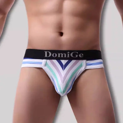DomiGe DomiGe Men's Breathable & Comfortable Bikini Briefs - Stripe Color, Black