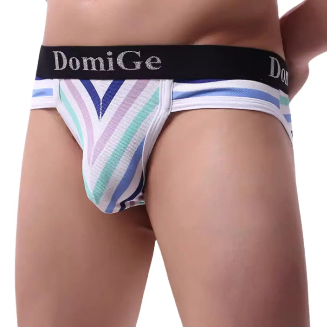 DomiGe DomiGe Men's Breathable & Comfortable Bikini Briefs - Stripe Color, Black