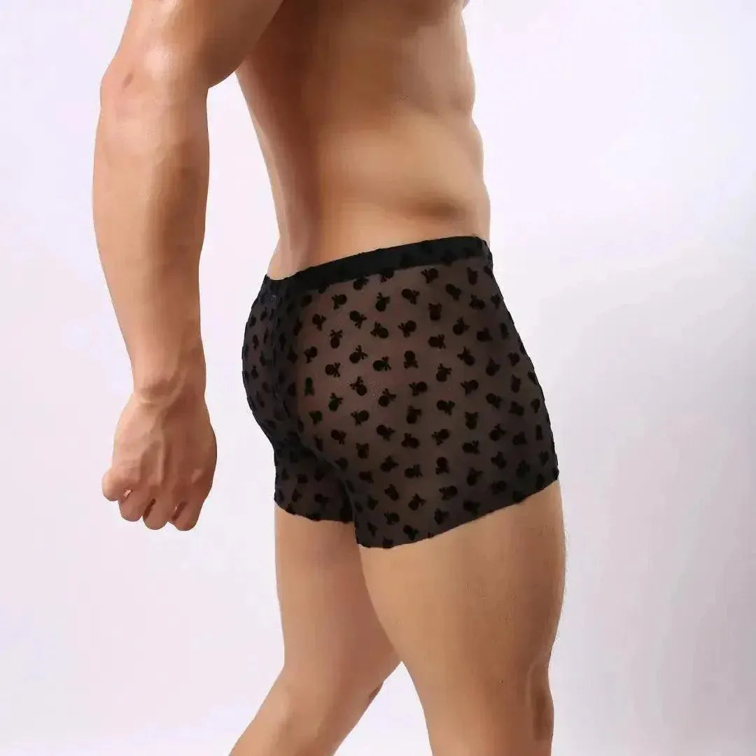 DomiGe DomiGe Men's Flocking Boxer Briefs - Soft Mesh Pouch Underwear for Men