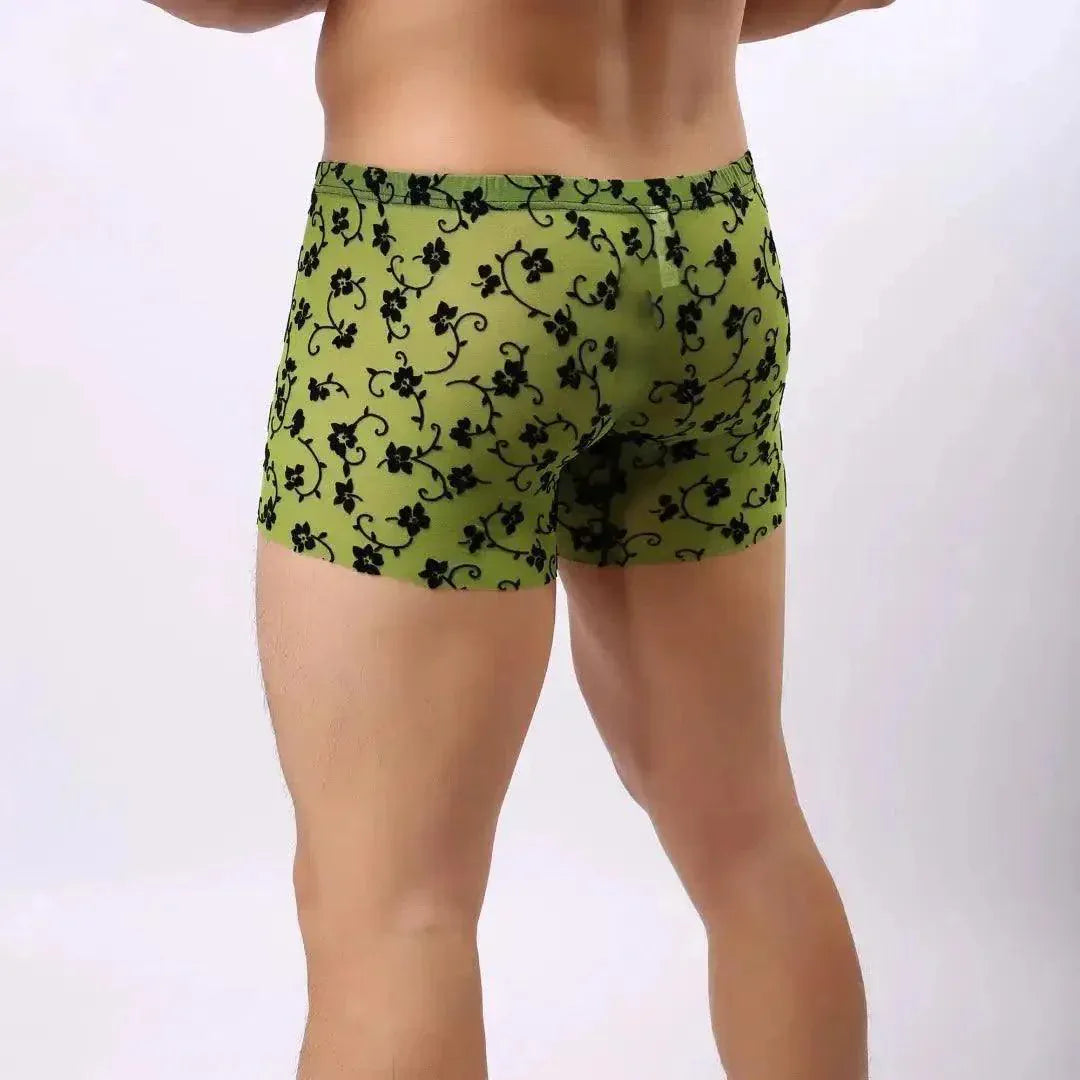 DomiGe DomiGe Men's Flocking Boxer Briefs - Soft Mesh Pouch Underwear for Men