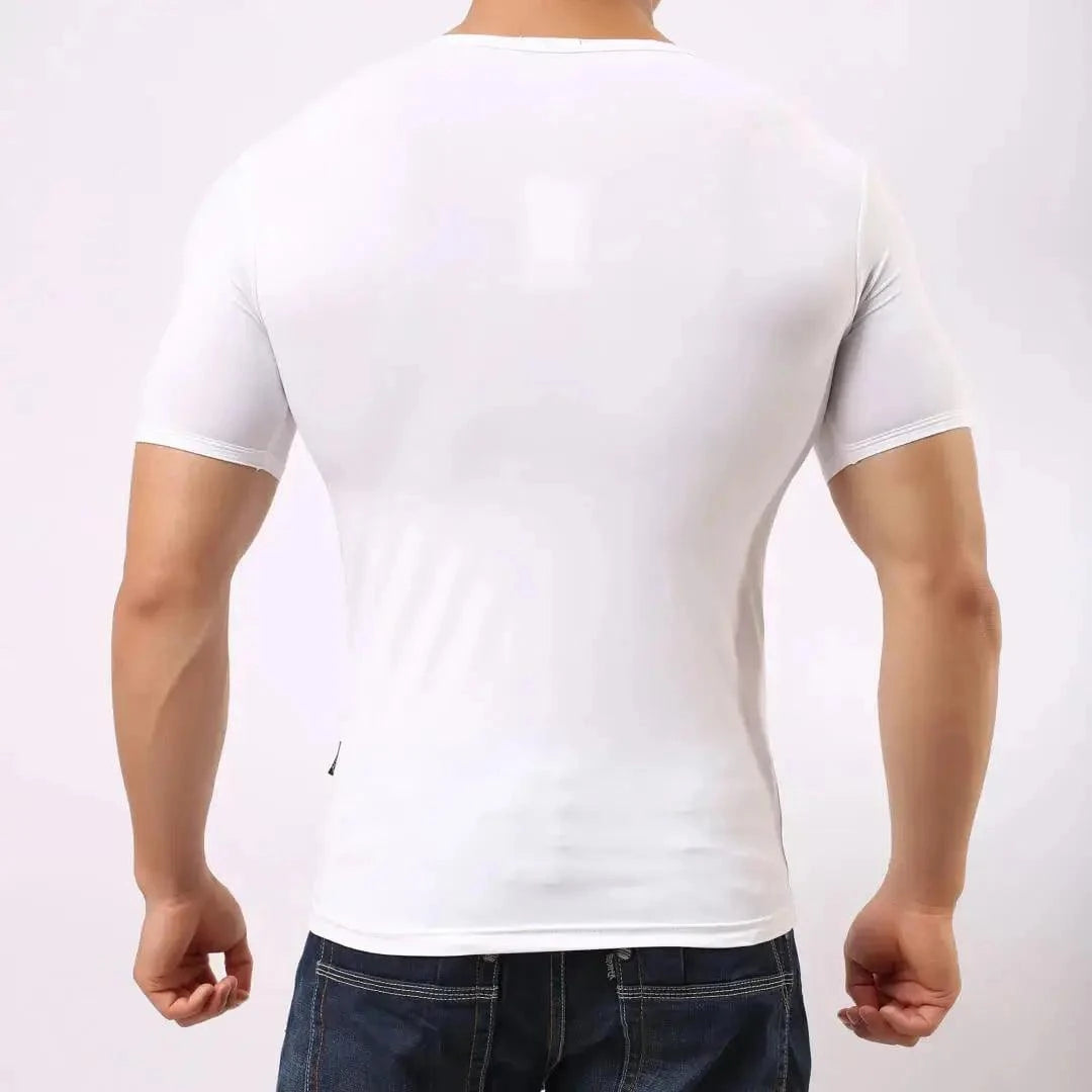 DomiGe DomiGe Men's High-Stretch Short Sleeve Shirt Undershirt