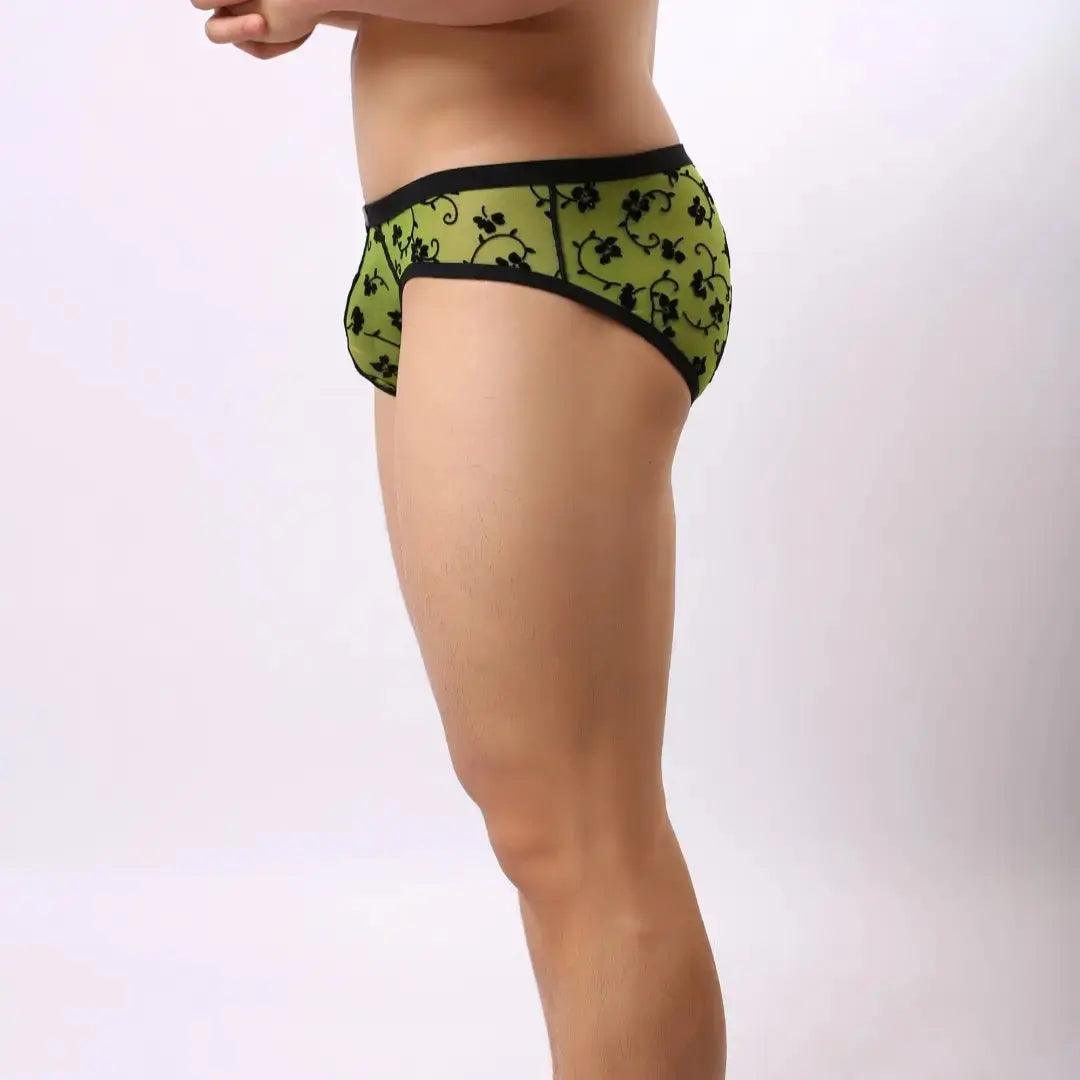 DomiGe DomiGe Men's Lace Briefs Nylon Mesh Underwear Mid-Rise Lingerie
