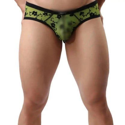 DomiGe DomiGe Men's Lace Briefs Nylon Mesh Underwear Mid-Rise Lingerie