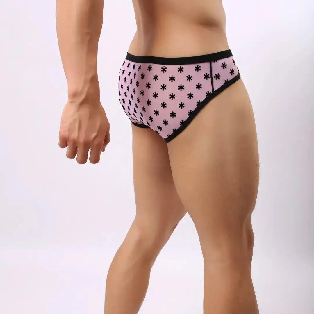 DomiGe DomiGe Men's Lace Briefs Nylon Mesh Underwear Mid-Rise Lingerie