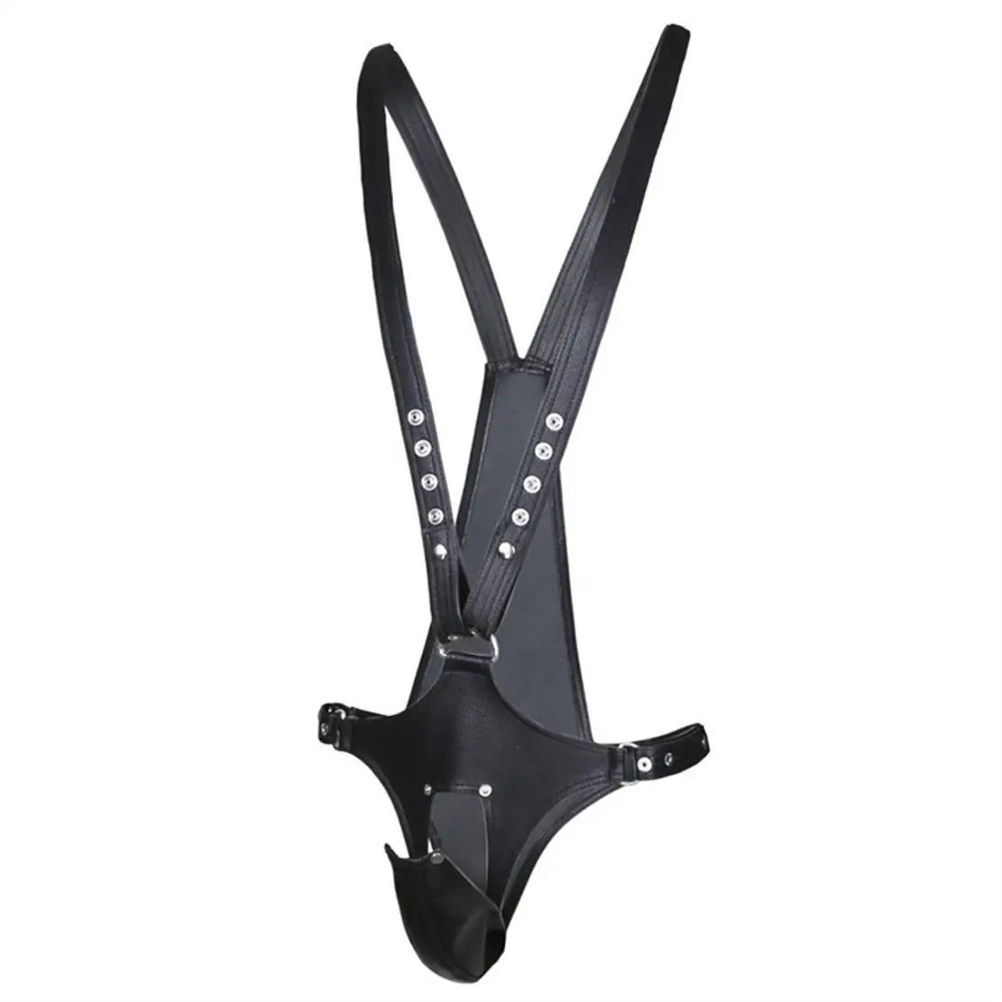 DomiGe DomiGe Men's Leather Harness Pants with Adjustable Straps - BDSM Cross-Back Sexy Underwear