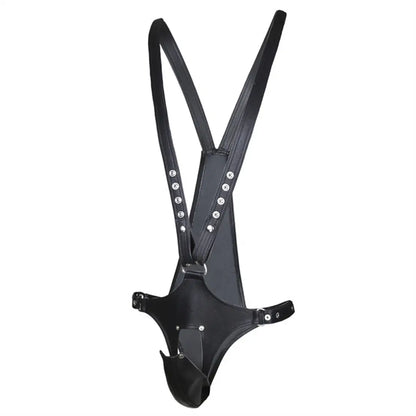 DomiGe DomiGe Men's Leather Harness Pants with Adjustable Straps - BDSM Cross-Back Sexy Underwear