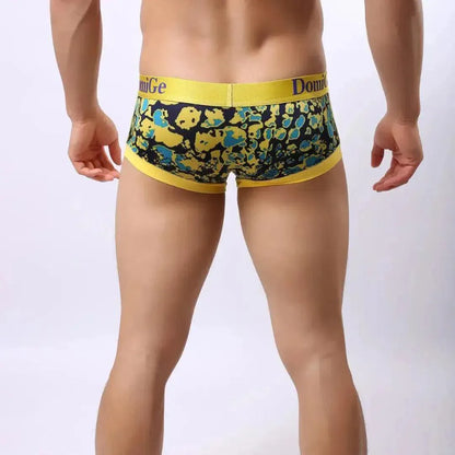 DomiGe DomiGe Men's Low-Rise Leopard Trunks Stretchy Underwear with Gold Waistband