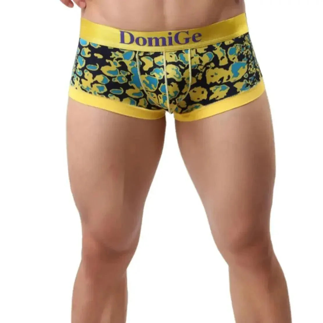 DomiGe DomiGe Men's Low-Rise Leopard Trunks Stretchy Underwear with Gold Waistband