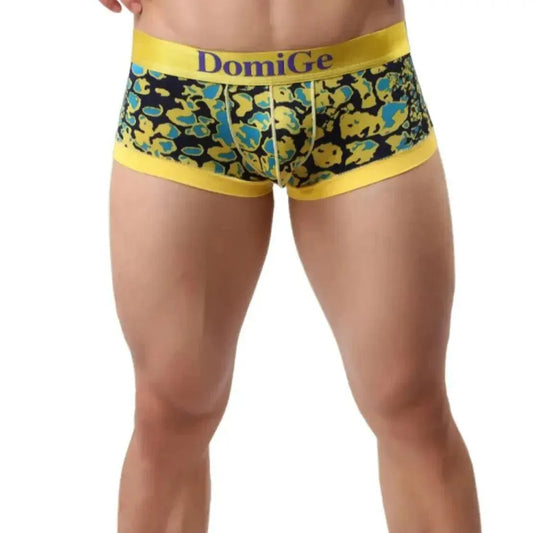 DomiGe DomiGe Men's Low-Rise Leopard Trunks Stretchy Underwear with Gold Waistband