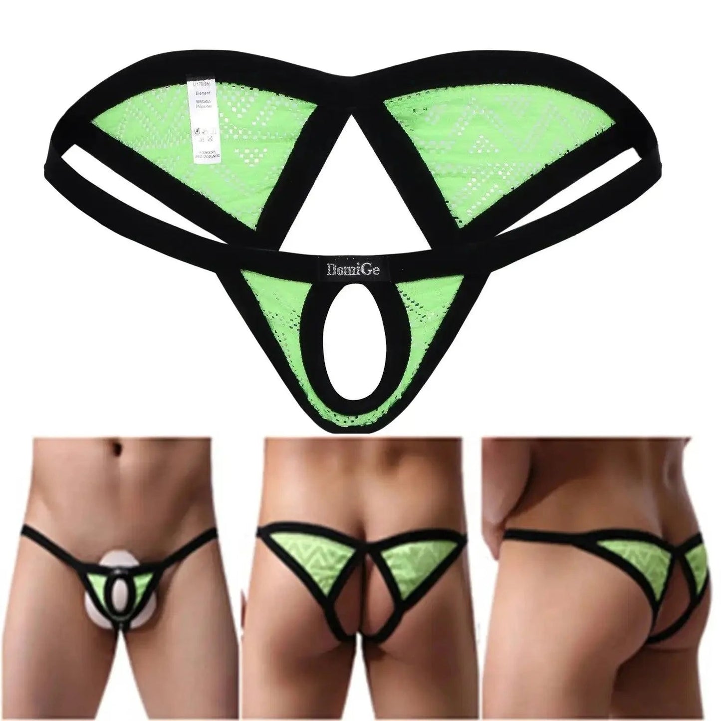 DomiGe DomiGe Men's Low Rise Thong Dual-Strap Open Front Design Underwear