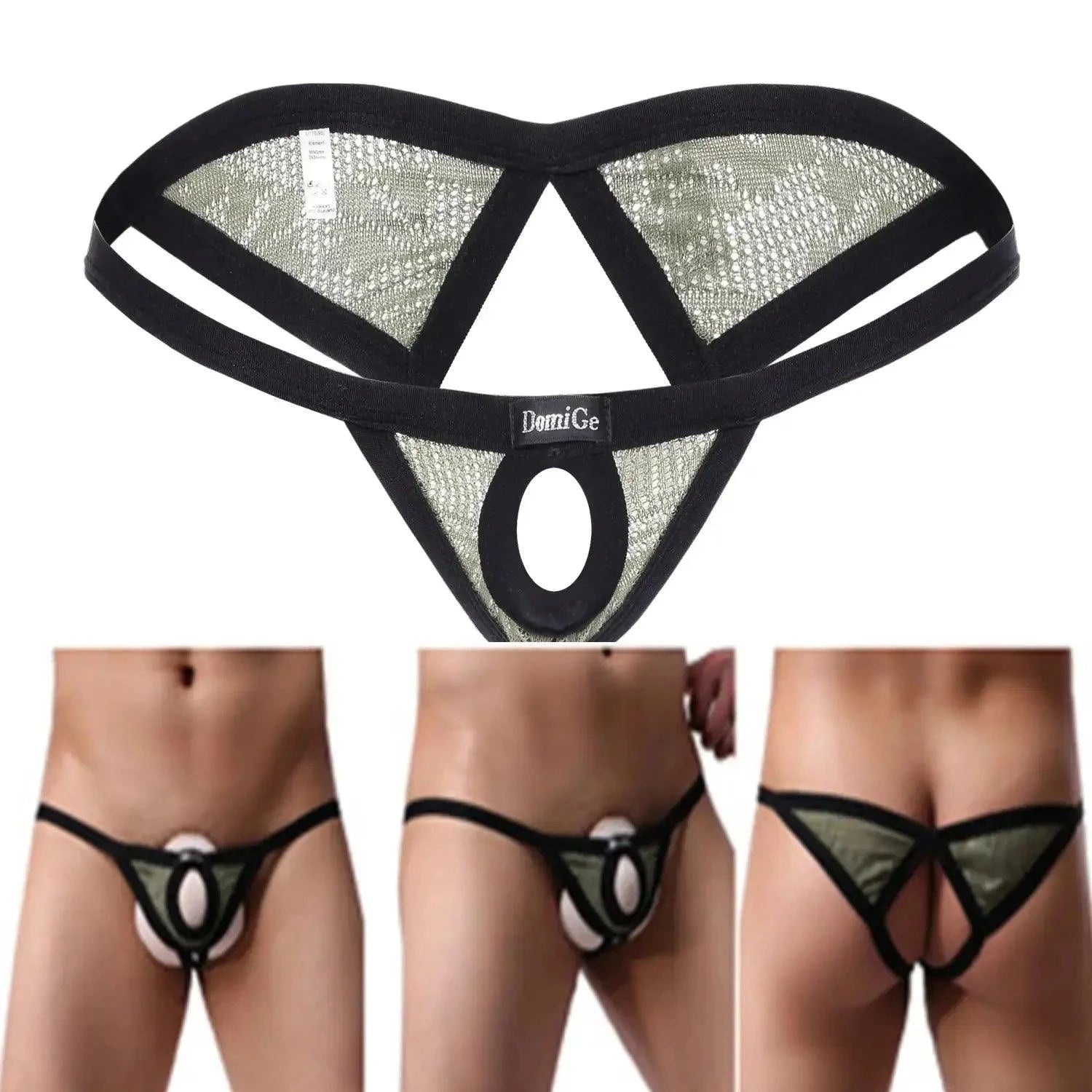 DomiGe DomiGe Men's Low Rise Thong Dual-Strap Open Front Design Underwear