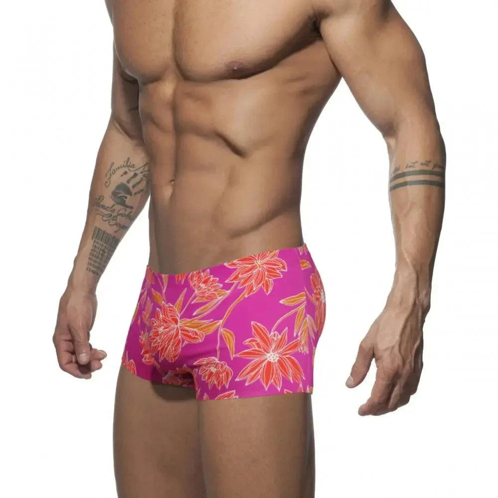 DomiGe DomiGe Men's Printed Low-Rise Swim Boxers Drawstring Swim Trunks