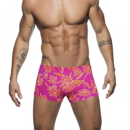 DomiGe DomiGe Men's Printed Low-Rise Swim Boxers Drawstring Swim Trunks