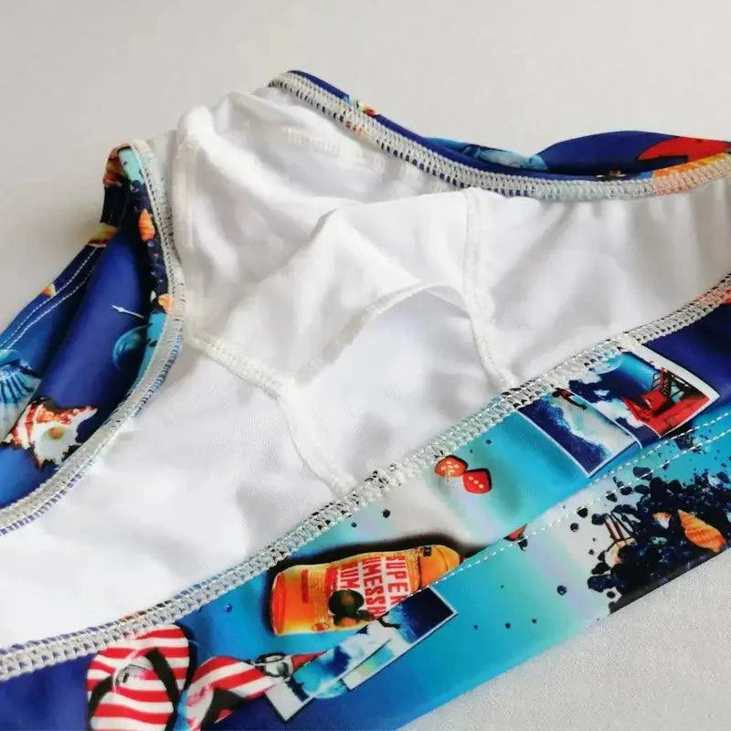 DomiGe DomiGe Men's Quick-Dry Low-Rise Swim Briefs – Stylish Printed Bikini Swimwear