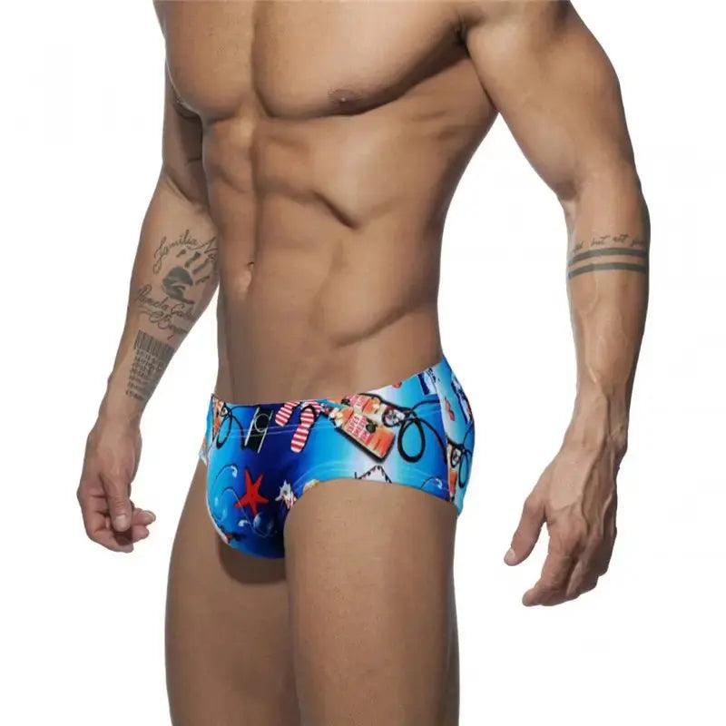 DomiGe DomiGe Men's Quick-Dry Low-Rise Swim Briefs – Stylish Printed Bikini Swimwear