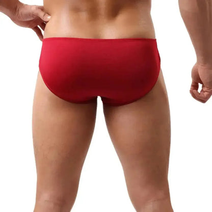 DomiGe DomiGe Men's Red Low-Rise Full Coverage Briefs Stretch Underwear