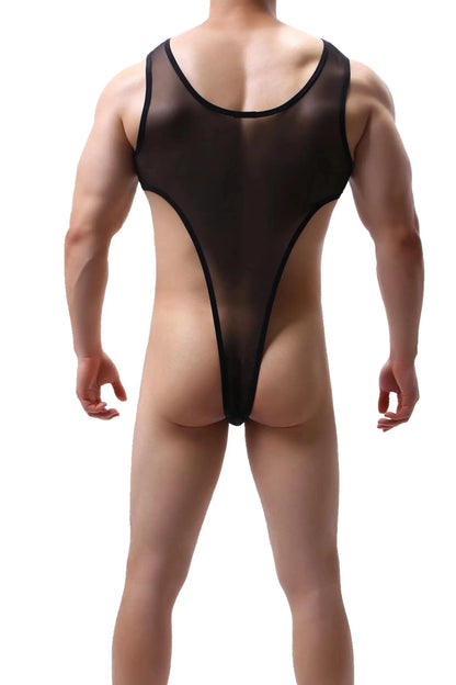 DomiGe DomiGe Men's Seductive Black Mesh Bodysuit