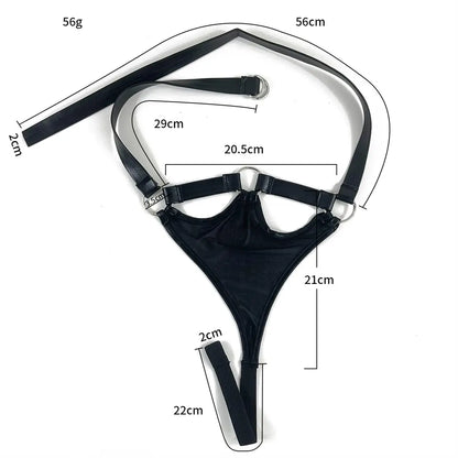 DomiGe DomiGe Men's Sexy Leather Briefs - Faux Leather BDSM Underwear for Men with Metal Ring Design