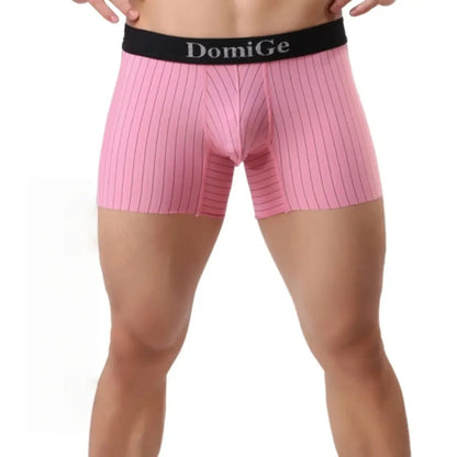 DomiGe DomiGe Men's Striped Boxer Shorts - Ice Silk Mid-Rise Breathable Underwear