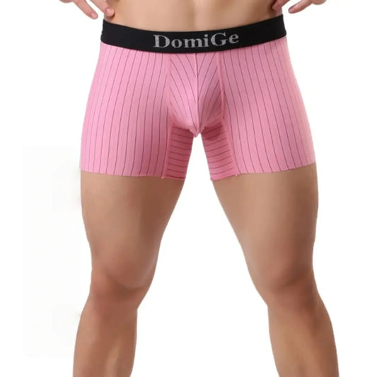 DomiGe DomiGe Men's Striped Boxer Shorts - Ice Silk Mid-Rise Breathable Underwear