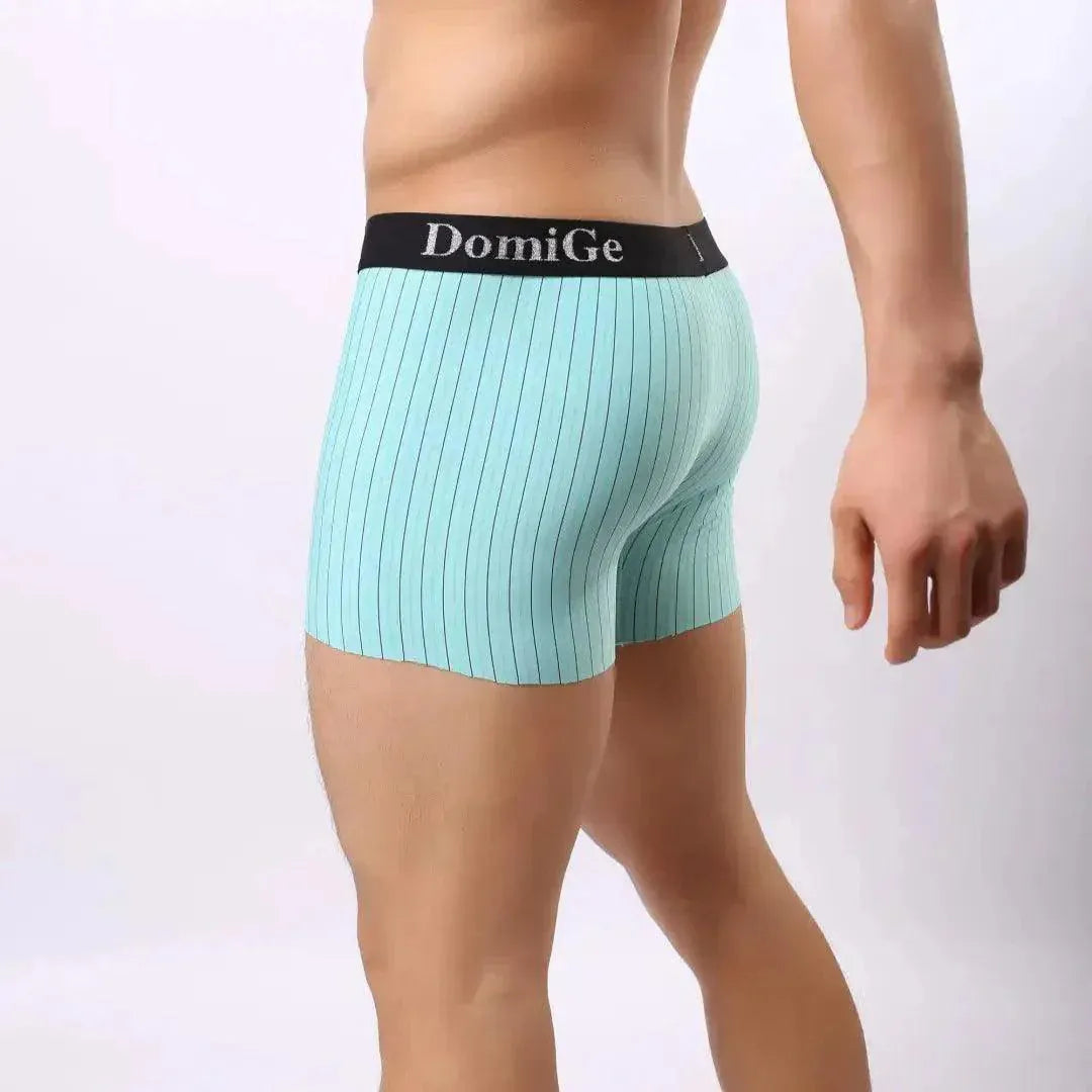 DomiGe DomiGe Men's Striped Boxer Shorts - Ice Silk Mid-Rise Breathable Underwear