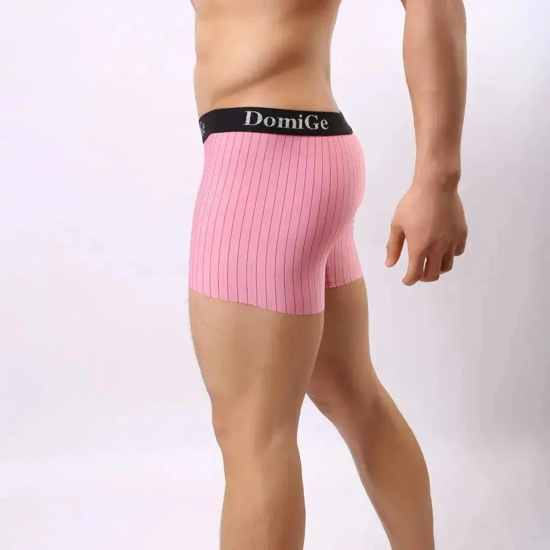 DomiGe DomiGe Men's Striped Boxer Shorts - Ice Silk Mid-Rise Breathable Underwear