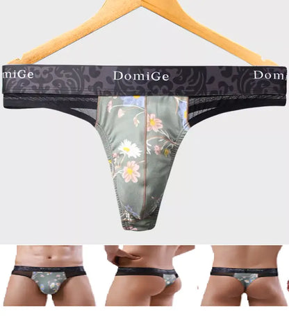 DomiGe Domige Men's Thong String Underwear - Mesh G-String Briefs with Pouch Support