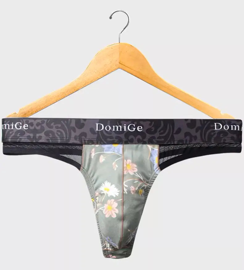 DomiGe Domige Men's Thong String Underwear - Mesh G-String Briefs with Pouch Support