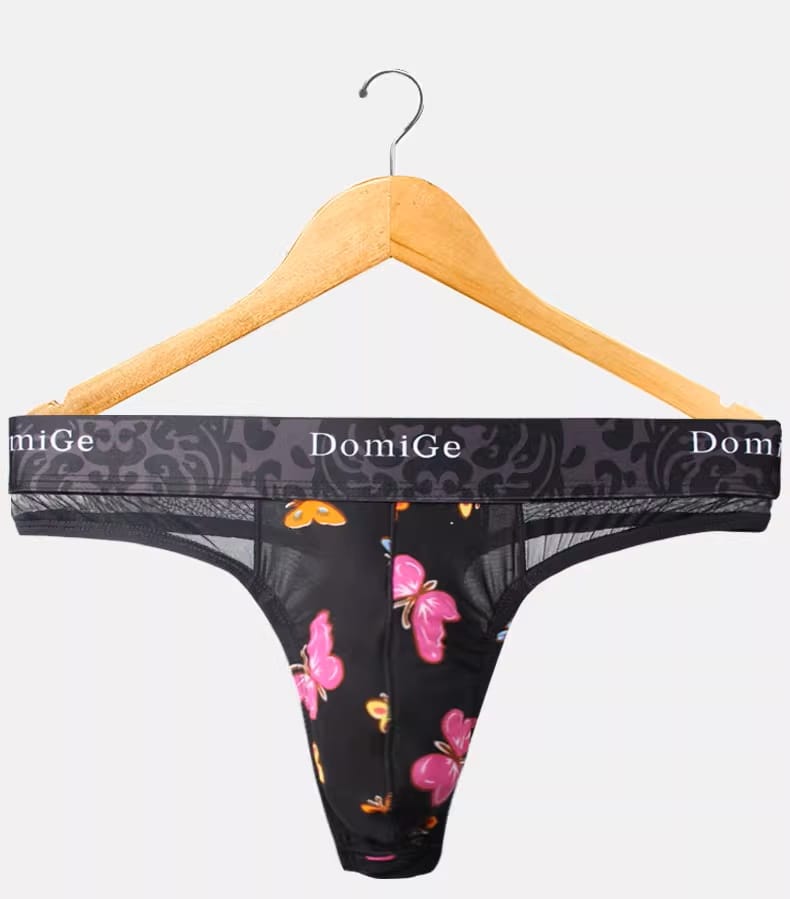 DomiGe Domige Men's Thong String Underwear - Mesh G-String Briefs with Pouch Support