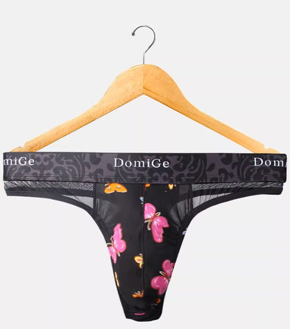 DomiGe Domige Men's Thong String Underwear - Mesh G-String Briefs with Pouch Support