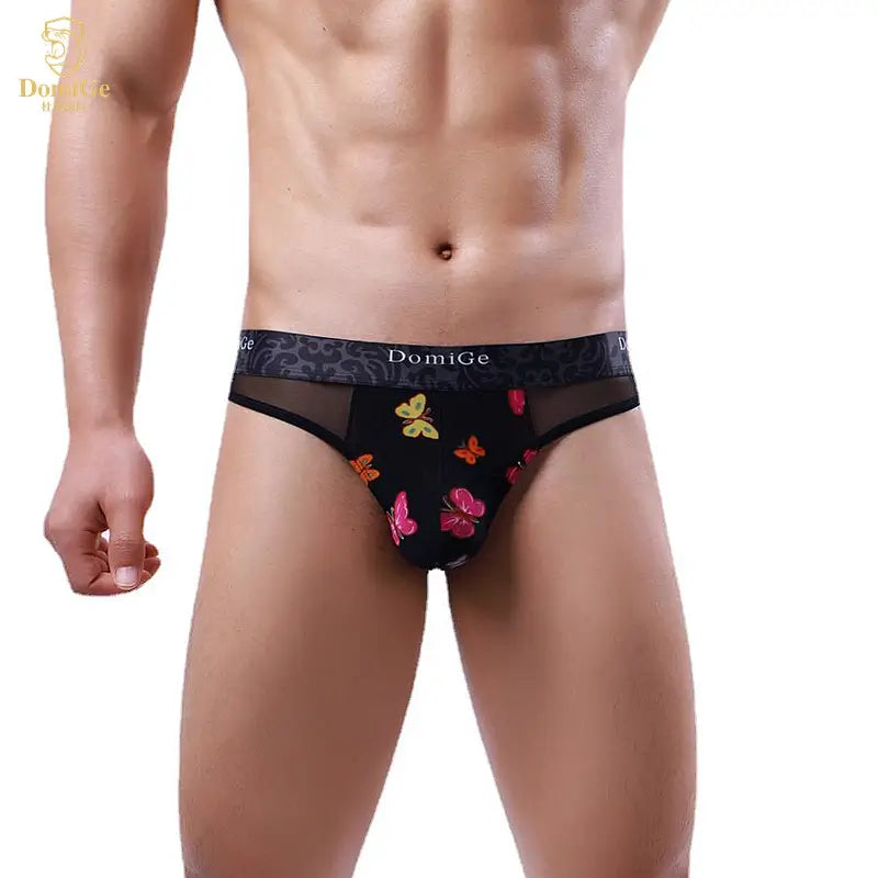 DomiGe Domige Men's Thong String Underwear - Mesh G-String Briefs with Pouch Support