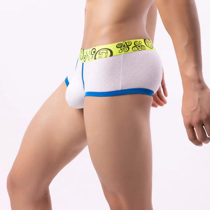 DomiGe DomiGe Men's Underwear - Low Waist Comfort Trunks with Neon Waistband, Breathable Cotton-Spandex Blend