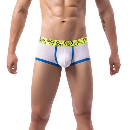 DomiGe DomiGe Men's Underwear - Low Waist Comfort Trunks with Neon Waistband, Breathable Cotton-Spandex Blend