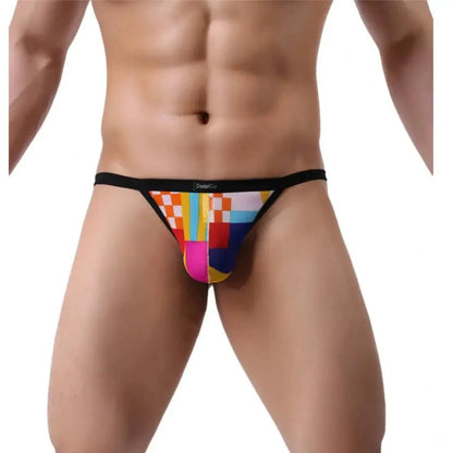 DomiGe DomiGe Print Men's T-Back Thong with Lycra Mesh Sexy Underwear