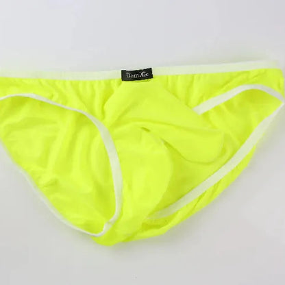 DomiGe elephant cock sock briefs in light green — flat lay front view showing elephant trunk pouch design	