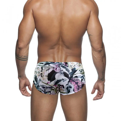 DomiGe flower print swim briefs — model rear	