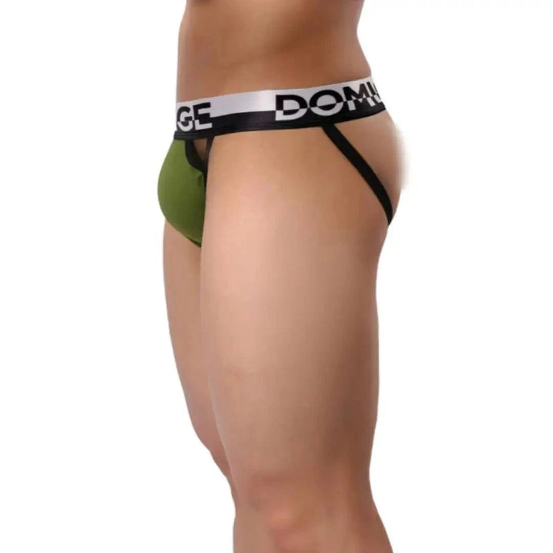 Men's army green jockstrap side view – everyday jockstrap DomiGe