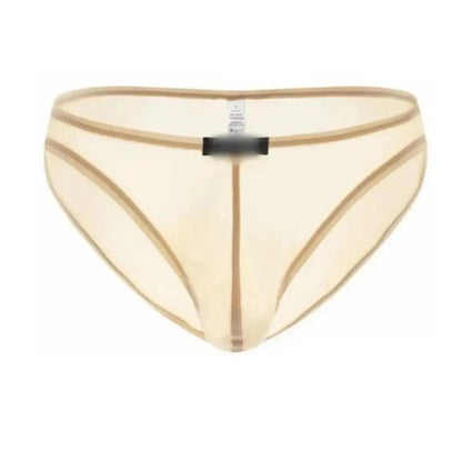 DomiGe men's low-rise mesh briefs in apricot — model front view	