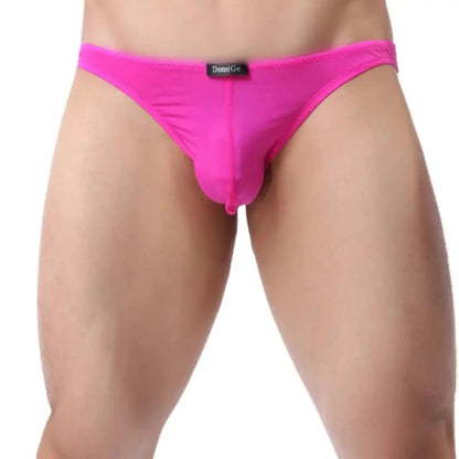 DomiGe men's low-rise mesh briefs in rose red — model front view	
