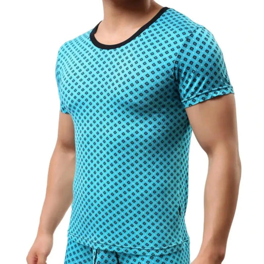 DomiGe Men's Green O-Neck T-Shirt - Casual Stretch Fit Modal Blend Top for Male