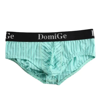 DomiGe Men's Ice Silk Striped Mid-Waist Trunks Pouch Male Underwear