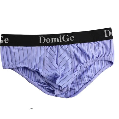 DomiGe Men's Ice Silk Striped Mid-Waist Trunks Pouch Male Underwear